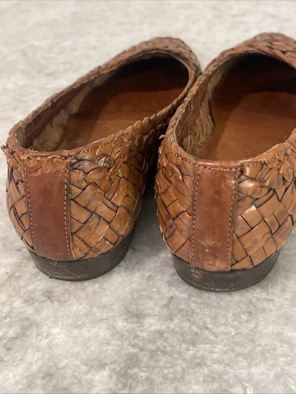 Cole Haan Flats Womens Size 7AA Brown Braided Shoes Leather Woven Slip On Italy - Picture 4 of 8